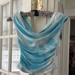 Peppermayo Moka off shoulder top - blooming blue